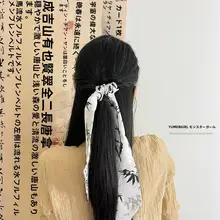髪飾り ヘアゴム 結びリボン 竹柄 チャイナテイスト 漢服 チャイナドレス ハーフアップ