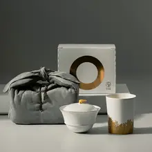 万仟堂 陶器製一人用急須セット【ポータブル・旅行用・高級感】