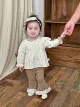 女の子秋用ドレス風ブラウス【フラワープリント・ワイドパンツ・お出かけ用】（セットアップ対応）
