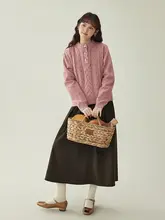 麻のツイスト模様ニットセーター【秋冬用・女性・長袖】
