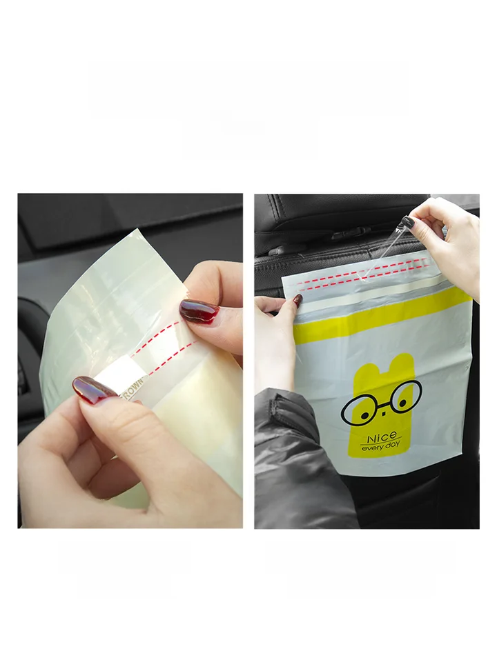 車用ゴミ袋付き粘着式ゴミ箱【前座用・清掃用・インテリア用品】