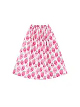 夏向けのかわいいピンクバルーンシフォンスカート【女性用・ビーチスタイル・印刷】（セットアップ対応）