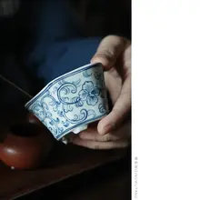 手描き青花陶器 茶器セット【評価用ボックス・110ml・フィルター付き】