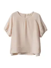 真丝ランタンスリーブ短袖Tシャツ【ラウンドネック・ルーズフィット・シルク100%】