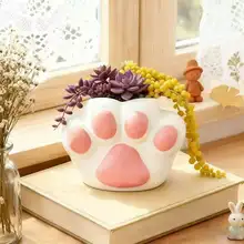 かわいい猫爪デザインの植木鉢【大容量・多肉植物用・オフィスおよび家庭用のインテリア】