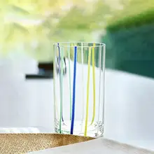 二色の流れる模様のグラス【家庭用・ウイスキー用・デザインカップ】