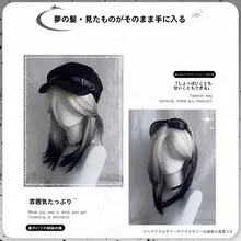 男女兼用 中長髪ウィッグ【黒白グラデーション・中分けスタイル・ナチュラルな仕上げ】