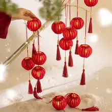 新年用光る小型提灯飾り【中華風・赤・お正月・装飾用】