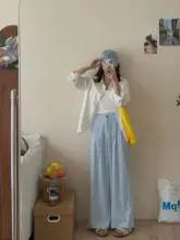 した涼感のロングパンツ【高ウエスト・ドレープ感】