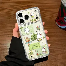 春夏向け 柚子の葉デザインウサギ iPhone用透明シリコンケース【可愛いデザイン】（セットアップ対応）
