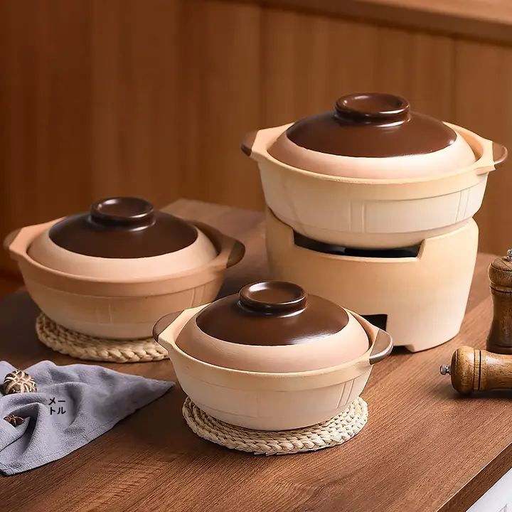 高温耐久の家庭用土鍋【煲仔飯・ガスコンロ用・陶器製・スープ鍋】
