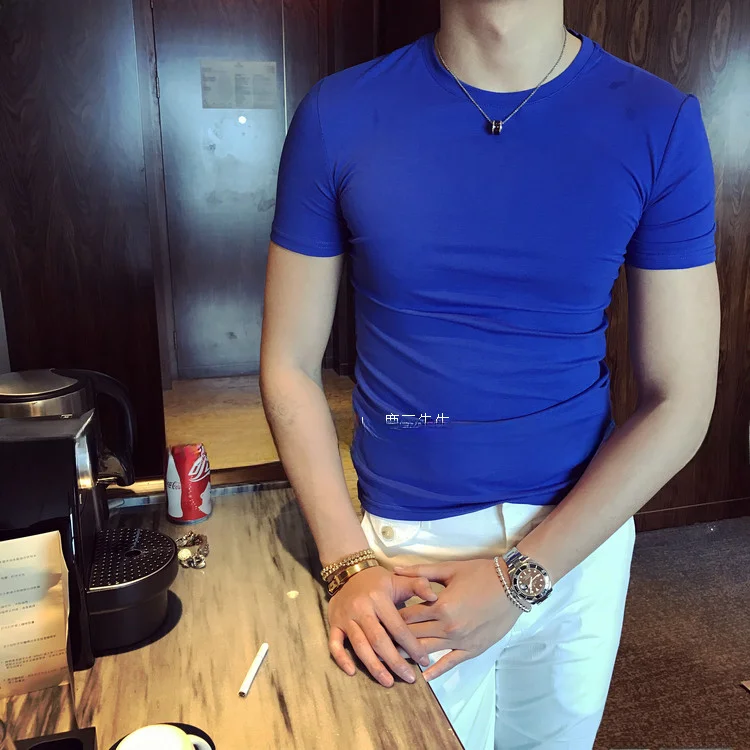 夏用 薄手 クルーネック メンズフィット短袖Tシャツ【ストレッチ・通気性・シンプルデザイン】