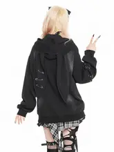レトロアート風 フード付きジップカーディガン【秋用・ゆったりシルエット・カジュアル】