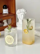 角型ガラスカップ 家庭用 透明 夏のジュースカップ 冷たい飲み物カップ インスタコーヒーカップ ミルクカップ 飲水カップ