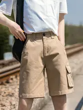 カーキ色 ワークショートパンツ レディース【夏用・ストレート・大きいサイズ・カジュアル】