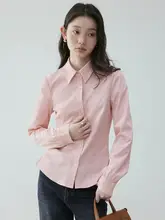 ウエストマークデザインのワンボタンシャツ【サイドスリット・春用・女性用】