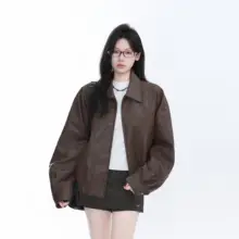 デザイン性のあるフィットPUレザー女性用ジャケット【Chicスタイル・ジッパー付き】