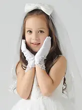 子供用 白色レースの短い指なし手袋【花嫁介添えや誕生日撮影に最適】