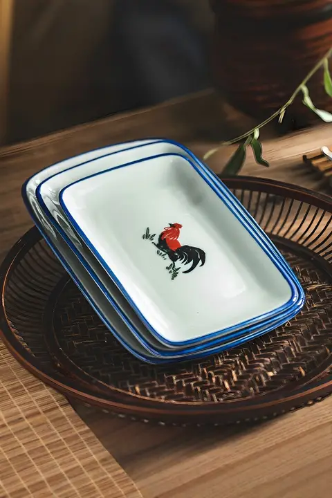 陶製の角皿【蒸し料理・冷菜用・中華風】