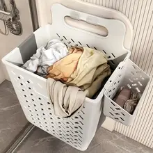 折りたたみ式のバスルーム用ランドリーバスケット【家庭用・収納バスケット】