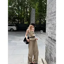 個性的なデザイン！夏用マーメイドキャミソールとワークパンツのコーディネート（セットアップ対応）