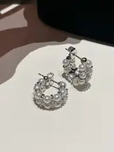 天然淡水パールのイヤリング【ダブルレイヤー・光沢感あり・ファッショナブル】