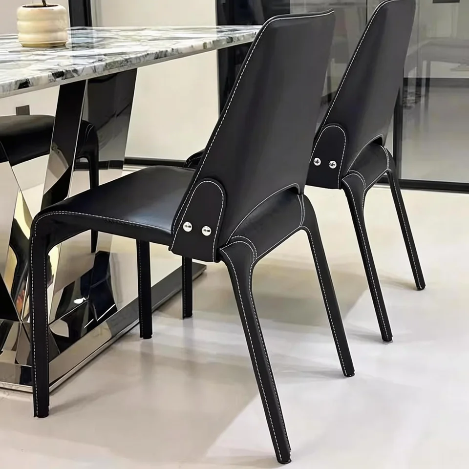 デザイナー風サドルチェア【イタリアンミニマル・高級レザー・家庭用】