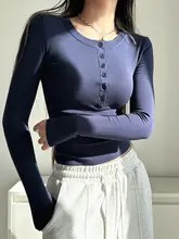 加 fleece ヨガトップス【女性用・ボタン付き・ラウンドネック・ランニング・トレーニング用】