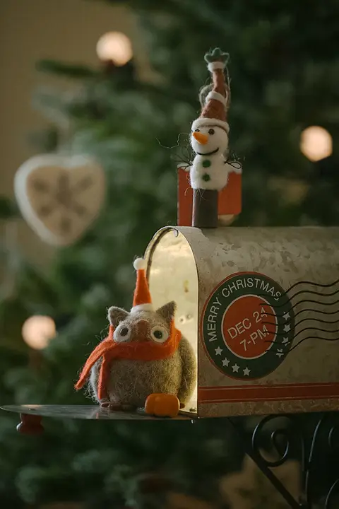 かかし 雪だるま フクロウ ウールフェルト 人形 おもちゃ クリスマス デコレーション 小物