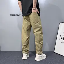 夏用薄手速乾ワイドストレートパンツ【カジュアル・シンプルデザイン・九分丈・男女兼用】（セットアップ対応）