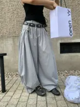 バルーンパンツ【フィット・ウエストゴム・シンプルデザイン】（セットアップ対応）