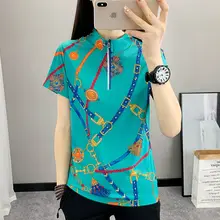 新しい中国風アイスシルク速乾半袖女性 Tシャツ