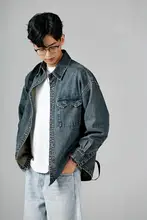 ルーズフィット洗い加工デニムジャケット【長袖・カジュアル・春秋用】