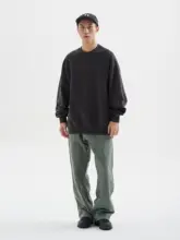 ヴィンテージ風ウエストポケット付きワークパンツ【ストレートシルエット・リベット装飾】（セットアップ対応）