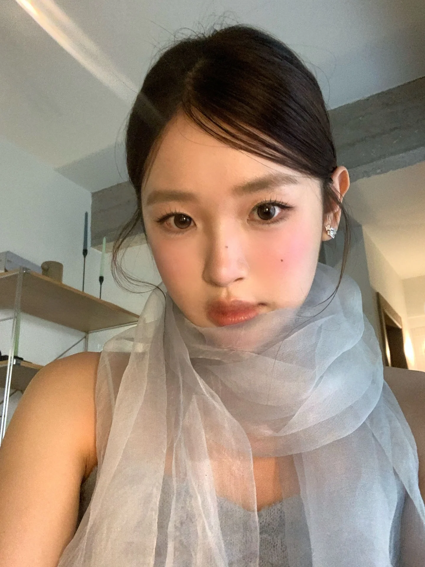 夏用シルクストール：韓風の純色デザインで春夏季に最適な遮陽アイテム