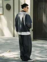 破れ加工のヴィンテージ風 ワークパンツ【秋冬用・男性用・ゆったりシルエット】