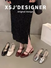 羊皮製の真皮シルバー色フレンチスタイルの包頭サンダル【レトロ・ストラップデザイン・ハイヒール】