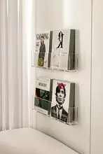 壁掛け用透明アクリル雑誌ラック【フロントオープン・デコレーション用】