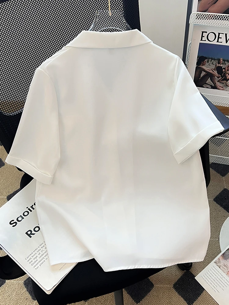 白色シフォン短袖ブラウス【Vネック・ビジネス通勤対応】：法式スタイルのビジネスシーンで活躍する通勤ブラウスとは