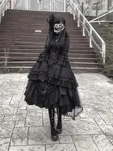 ゴシックスタイルのロリィタドレス【豪華なウエストベルト・姫袖・古典的なデザイン】