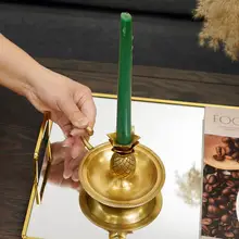 ヴィンテージ風の厚手パイナップル型ハンドキャンドルスタンド【欧風・撮影用プロップ】
