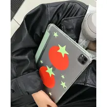 五角星デザインのトマト型iPad用保護ケース【ペンホルダー付き・衝撃吸収・適用iPadモデル】