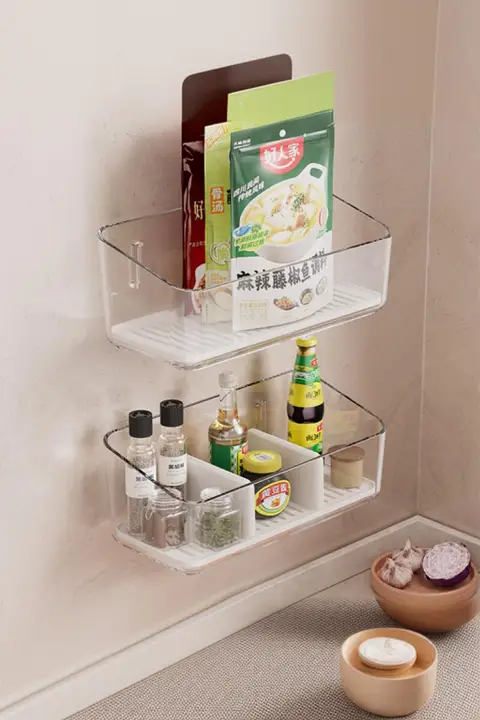 壁掛け多機能収納ラック【穴あけ不要・葱・姜・蒜対応】