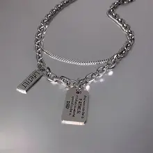 チタン製アルファベットペンダントネックレス【ヒップホップスタイル・メタルチェーン・レイヤードデザイン】