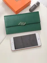 薄型ロングレザー財布【女性用・シンプルデザイン・大容量・スマホ収納可能】