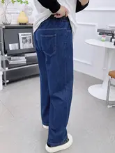 レディース 大きいサイズ ヴィンテージ風 ワイドレッグデニムパンツ【春秋用・ハイウエスト・リラクシングフィット】