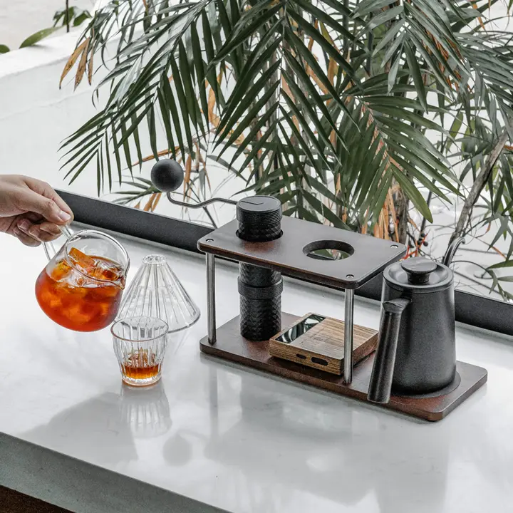 手挽きコーヒー用器具セット【アンティーク風・ガラスフィルター・収納スタンド付き】（セットアップ対応）