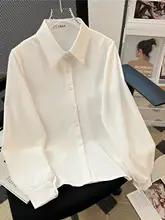 レディース 長袖白シャツ【秋冬用・カジュアル・通勤スタイル・ゆったりサイズ】
