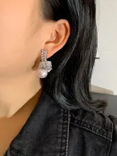 大珠真珠とダイヤモンドのイヤリング【シンプルで上品・S925シルバー使用】