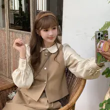 春季ママシャンのドールカラーシャツ【半身スカート・ベスト付き・カジュアル】（セットアップ対応）